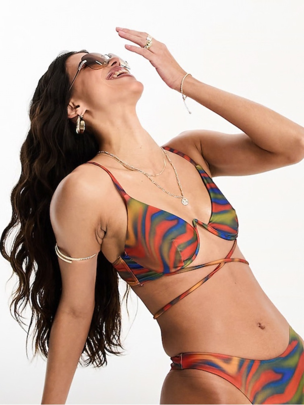 ASOS DESIGN Underwire bikini top heat map zebra print Size 4